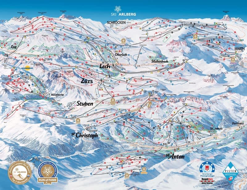 Austria Lech Piste Map 