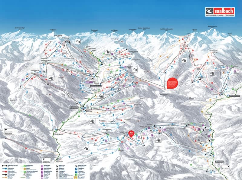 Austria Saalbach Hinterglemm Piste Map 