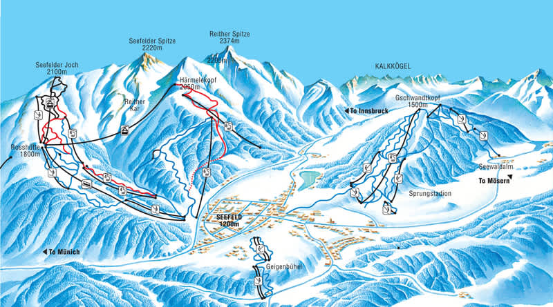 Austria Seefeld Piste Map 